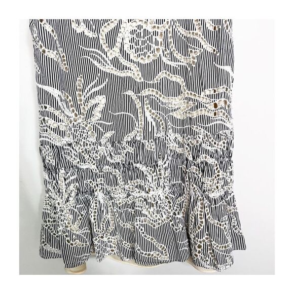 Waverly Grey Dress Carolyn Shift Blue & White Printed Embroidery Cut Outs Large - Picture 8 of 8